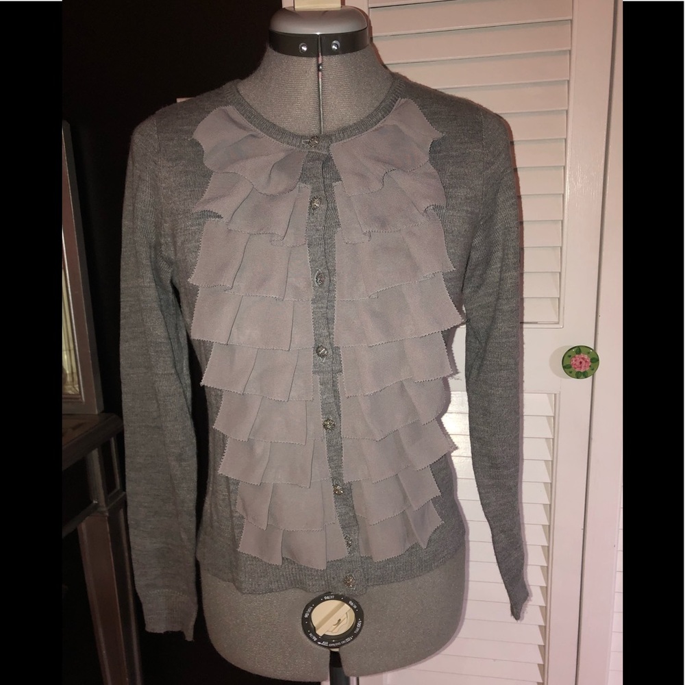New York and company grey ruffle sweater